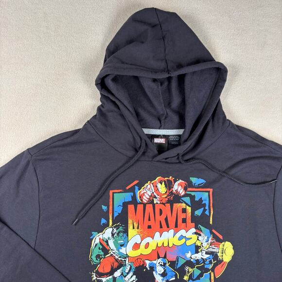 NWT Men's Marvel Comics Avengers Graphic Hoodie Black Size Large - Picture 3 of 7